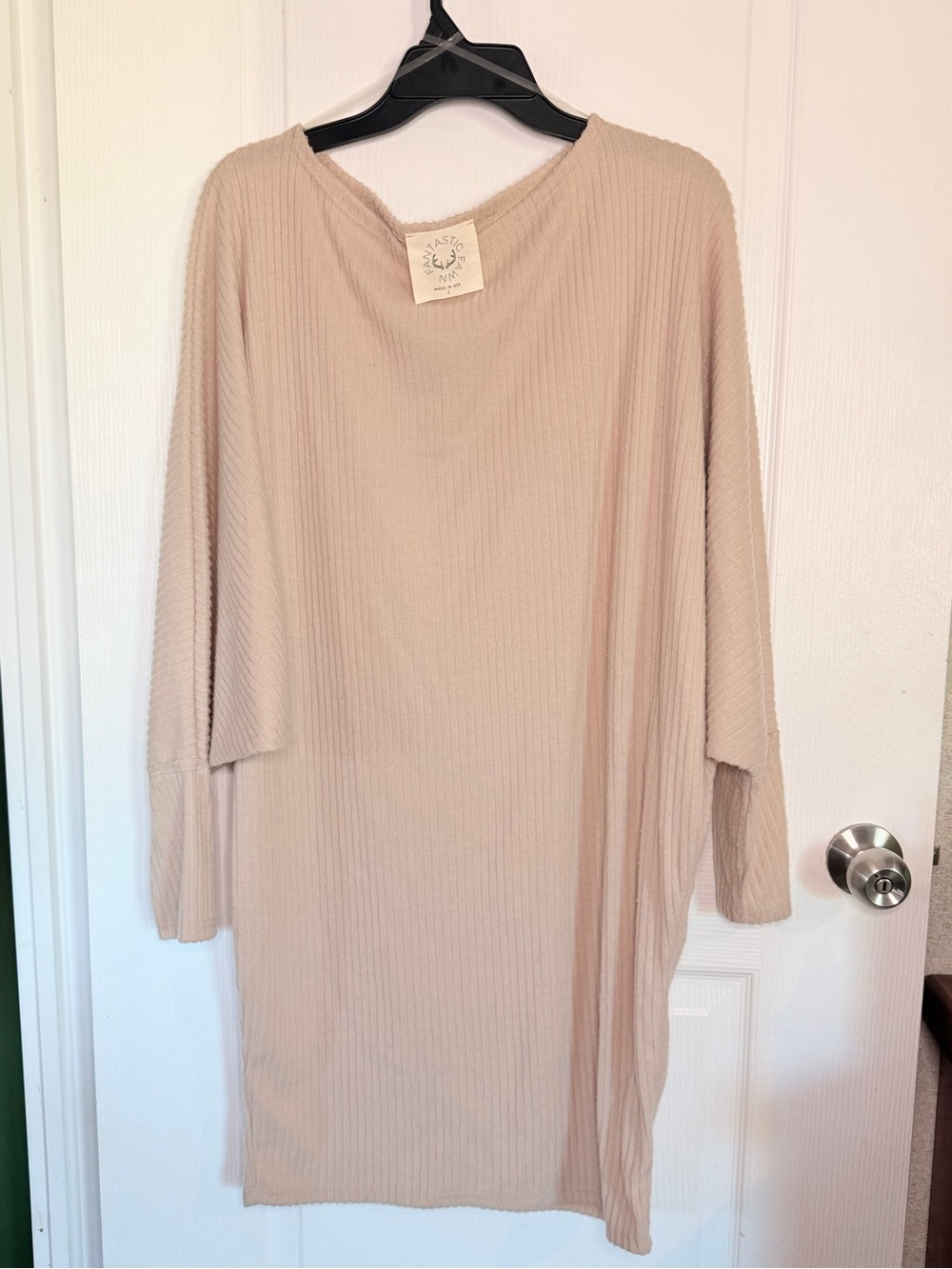 Fantastic Fawn Ribbed Long Sleeve Dress in Taupe